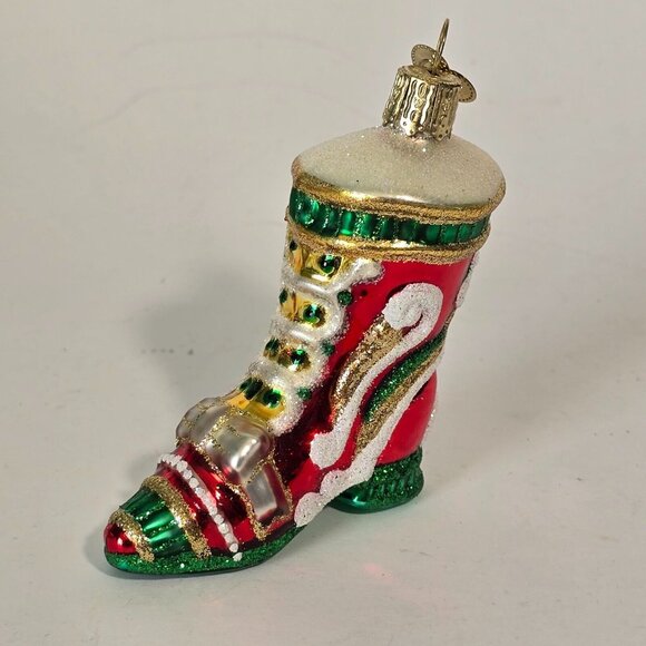 Old World Christmas Ornament Blown Glass Boot Shoe OWC Holiday Hanging Xmas Red - Picture 7 of 8